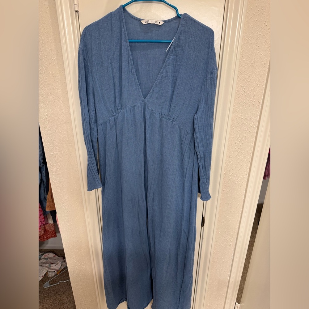 Zara Blue Long Sleeve Dress